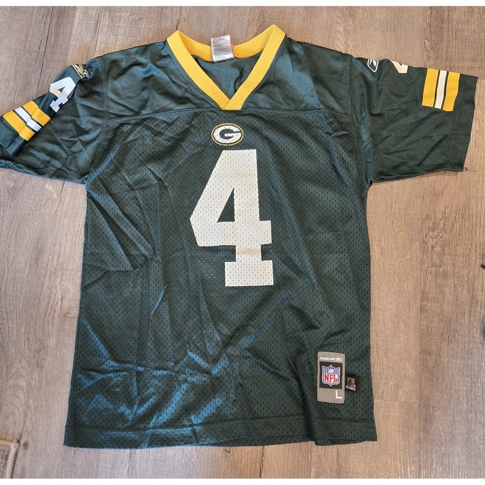 Reebok Brett Favre Green Bay Packers NFL Football Jersey Youth Large 14-16 Green